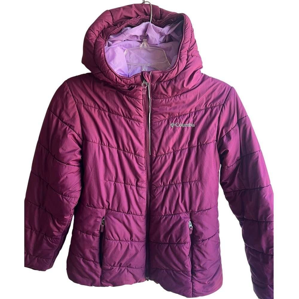 Columbia $110 Girls Purple Katelyn Crest II‎ Hooded Puffy Insulated Jacket Large